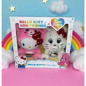 Hello Kitty and Friends x Care Bears Cheer Bear Box Set 2 Plush Toy Bears BNIB